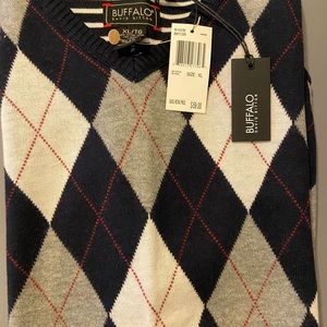 Brand new Argyle sweater vest extra large navy blue cotton.